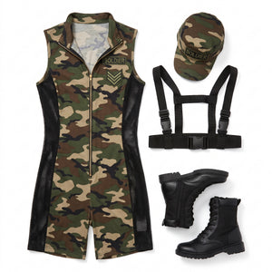 Women's Camouflage Soldier Costume - XL