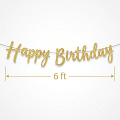 Glitter Gold "Happy Birthday" Banner Decoration