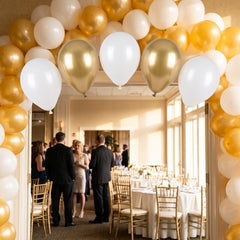 Elegant Golden & White Latex Balloons - 11 Inch, 15 Count