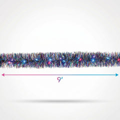 Starlight LED Light Up Tinsel Garland, 9-ft, Multicolor for New Year's Eve
