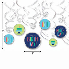 Modern Happy Birthday Swirl Decorations