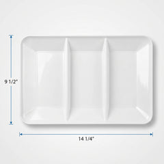 White Rectangular Sectional Serving Platter - 9.5" x 14.25"