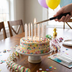 Large White Glitter Spiral Birthday Candle