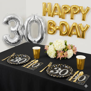 66 Pcs 30th Birthday Party Base Kit - For 8 Guests