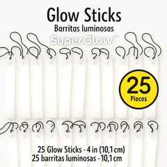 White Glow Stick Necklaces with Lanyards, 25-Pack