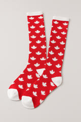 Canada Day Maple Leaf Knee-High Socks