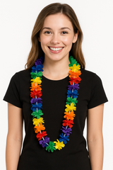 Vibrant Rainbow Lei Necklace - 40"