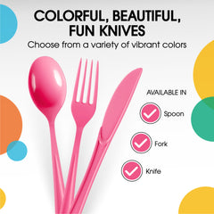 Heavy Duty Cerise Plastic Knives - 50 Ct.
