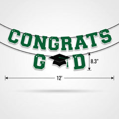 "Congrats Grad" Green Letter Banner for Graduation Celebrations
