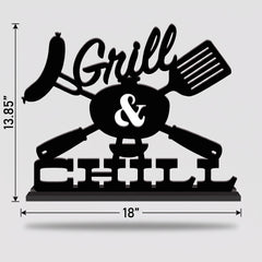 Grill & Chill MDF Tabletop BBQ Sign