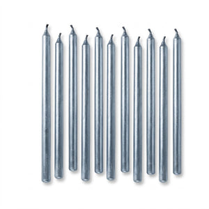 Elegant Silver Tall Birthday Candles, 5-Inch, 12-Pack