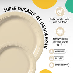 9 & 7 Inch. Ivory Paper Plates Combo - 200 Pack (100 of each)