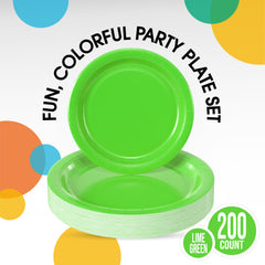9 & 7 Inch. Lime Green Paper Plates Combo - 200 Pack (100 of each)