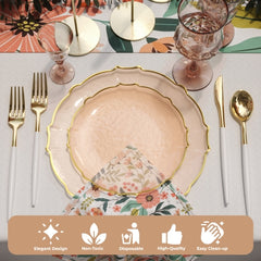Rosé/Gold Petal Plates - Combo Pack 40/40 (Coral Peach)