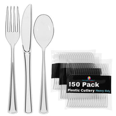150 Pc. Clear Plastic Cutlery Combo Set