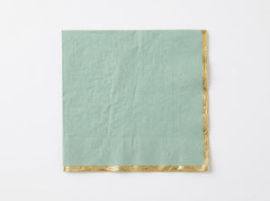 Elegant Willow Green Lunch Napkins - 6.5 In. x 6.5 In. with Gold Hot Stamping