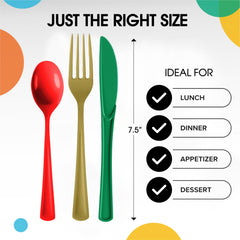 150 Pc. Christmas Plastic Cutlery Combo Set | Red & Green