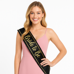 Glamorous "Bride To Be" Sequin Sash in Black and Gold