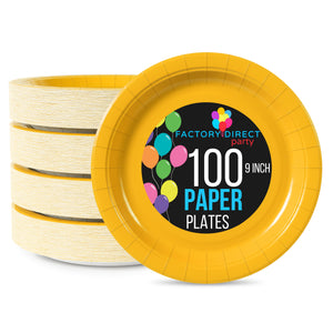 9 in. Yellow Paper Plates | 100 Count