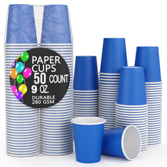 9 oz. Dark Blue Paper Cups - 50 Ct.
