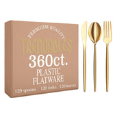 Trendables Gloss Gold Cutlery Combo | 360 Count