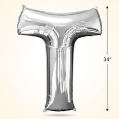 Silver Foil Letter "T" Balloon - Super Shape