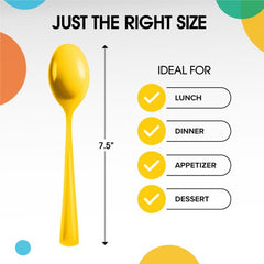 PMA - Heavy Duty Yellow Plastic Spoons - 50 Ct.