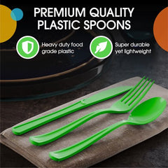 PMA - Heavy Duty Lime Green Plastic Spoons - 50 Ct.