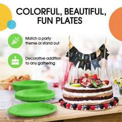 PMA - 7 In. Lime Green Plastic Plates - 50 Ct.