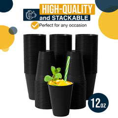 PMA - 12 Oz. Black Plastic Cups - 50 Ct.