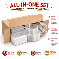 350 Pcs Clear Plastic Disposable Tableware Set