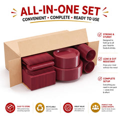 350 Piece Combo Set | Service For 50 | Burgundy