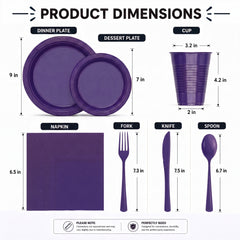 350 Pcs Navy Blue Disposable Tableware Set