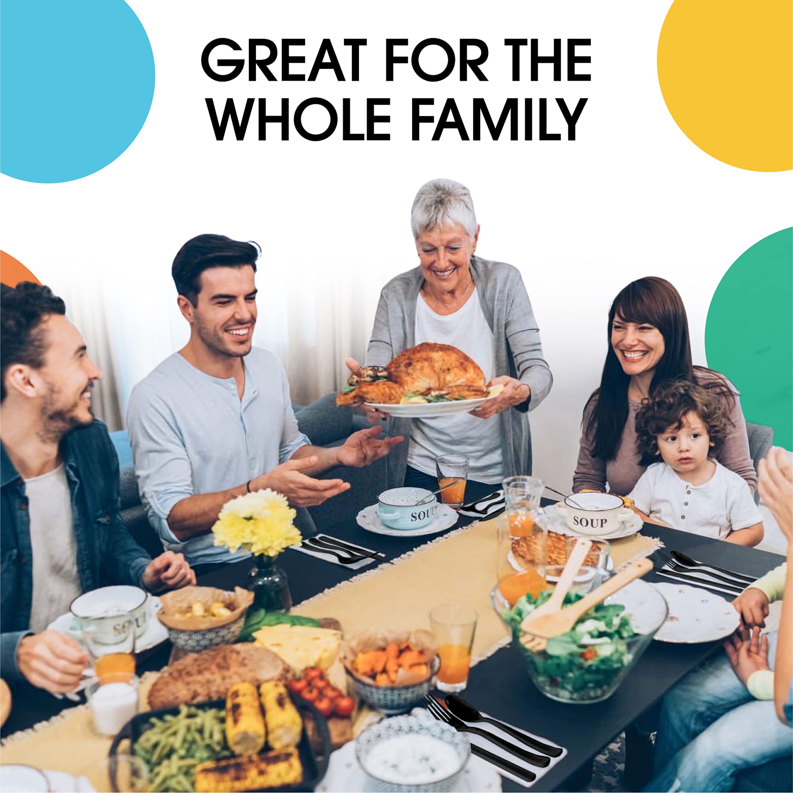 350 Pcs Black/Orange/White Disposable Tableware Set