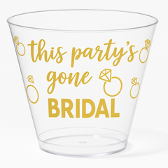 "This Party's Gone Bridal" Plastic Tumbler Cups, 9 oz, 30 Pack