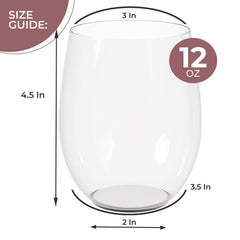 12 Oz. Stemless Wine Tumbler 24 Count | Clear