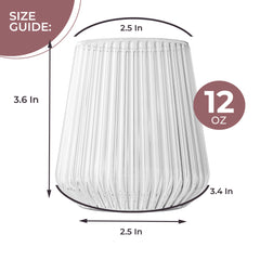 12 Oz. Stemless Ridged Wine Tumbler 24 Count | Clear