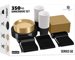 350 Pcs New Years Eve Disposable Tableware Set