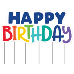 Colorful "Happy Birthday" Yard Sign with Stakes