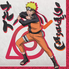 Naruto Anime Lunch Napkins - 6.5 In. x 6.5 In. - 16 Pack for Birthday Parties