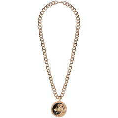 1970s Disco Lion Medallion Necklace - Gold Chain Costume Accessory