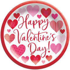 Loving Hearts Valentine's Day Paper Plates - 6.75"