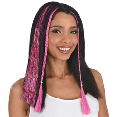Bright Pink Tinsel Hair Extensions