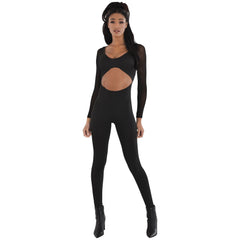 Sleek Black Halloween Catsuit Costume - S/M