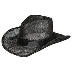 Black Straw Cowboy Hat - One Size