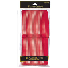 Apple Red Plastic Knives - Pack of 20