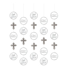 White and Silver Communion Hanging String Decorations, 5-ft, 5-Pack