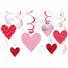 Valentine's Day Heart Swirl Hanging Decorations - Metallic Finish