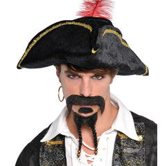 Pirate Adventure Moustache & Braided Goatee Set