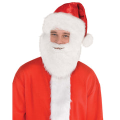 Festive Santa Hat with Plush Beard - One Size Fits Most